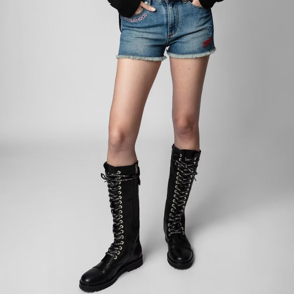 Zadig & Voltaire Joe High Boots Black Leather size EU 37 / US 6 -New without box